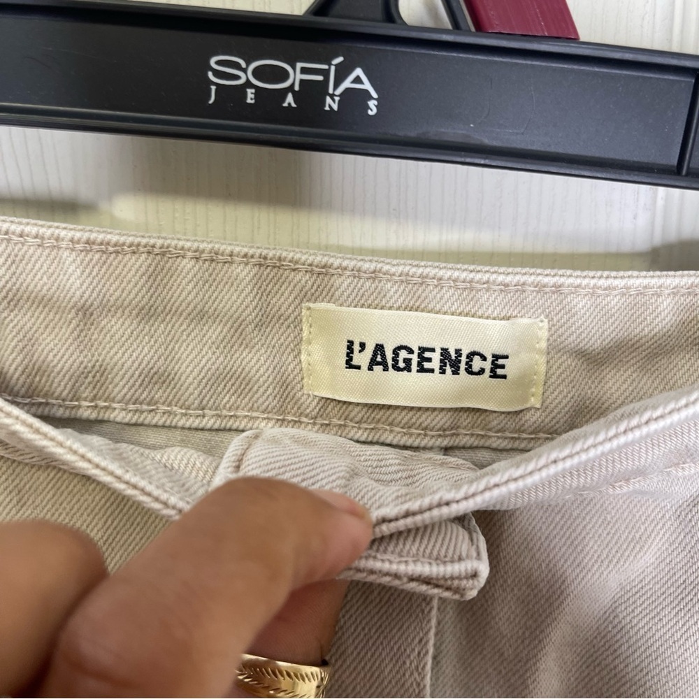 L'AGENCE Kris Button Mini Skirt In Biscuit Sz 29 - Picture 6 of 9